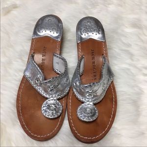 Jack Rogers Silver Wedge Sandals women’s size 9